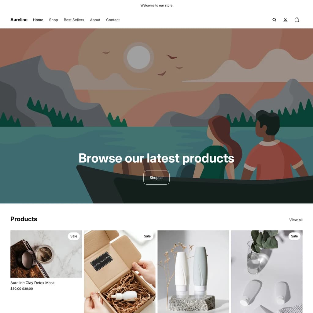Storefront homepage on a generic Shopify theme